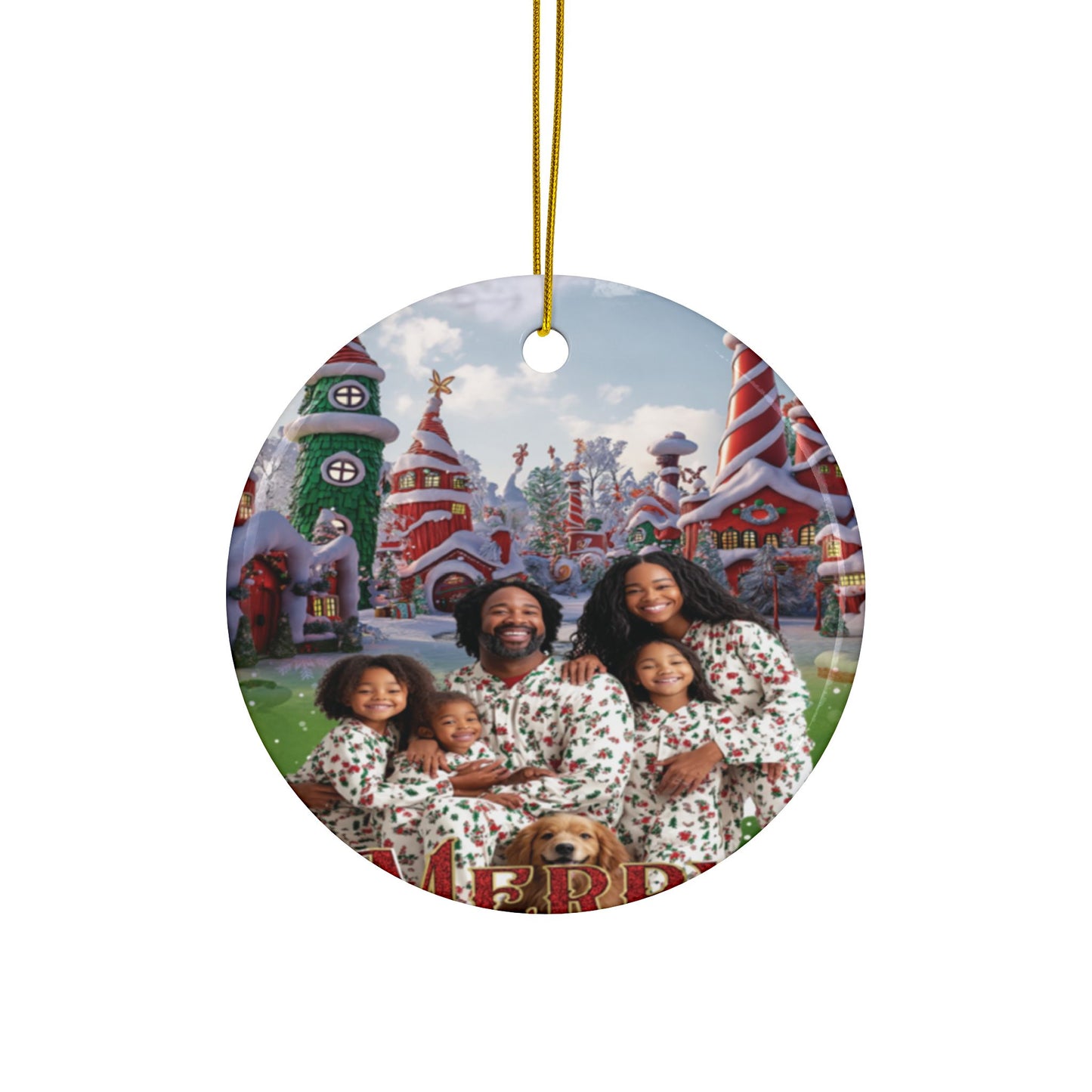 Personalized Holiday Ceramic Ornaments - Double-Sided Family Decor