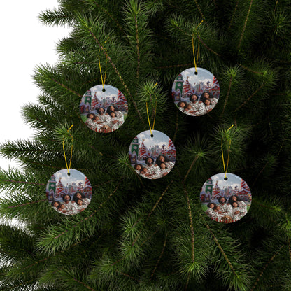 Personalized Holiday Ceramic Ornaments - Double-Sided Family Decor