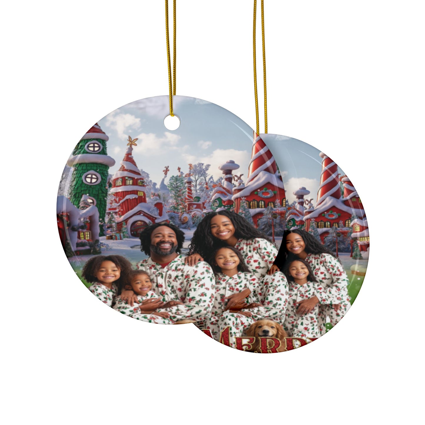 Personalized Holiday Ceramic Ornaments - Double-Sided Family Decor