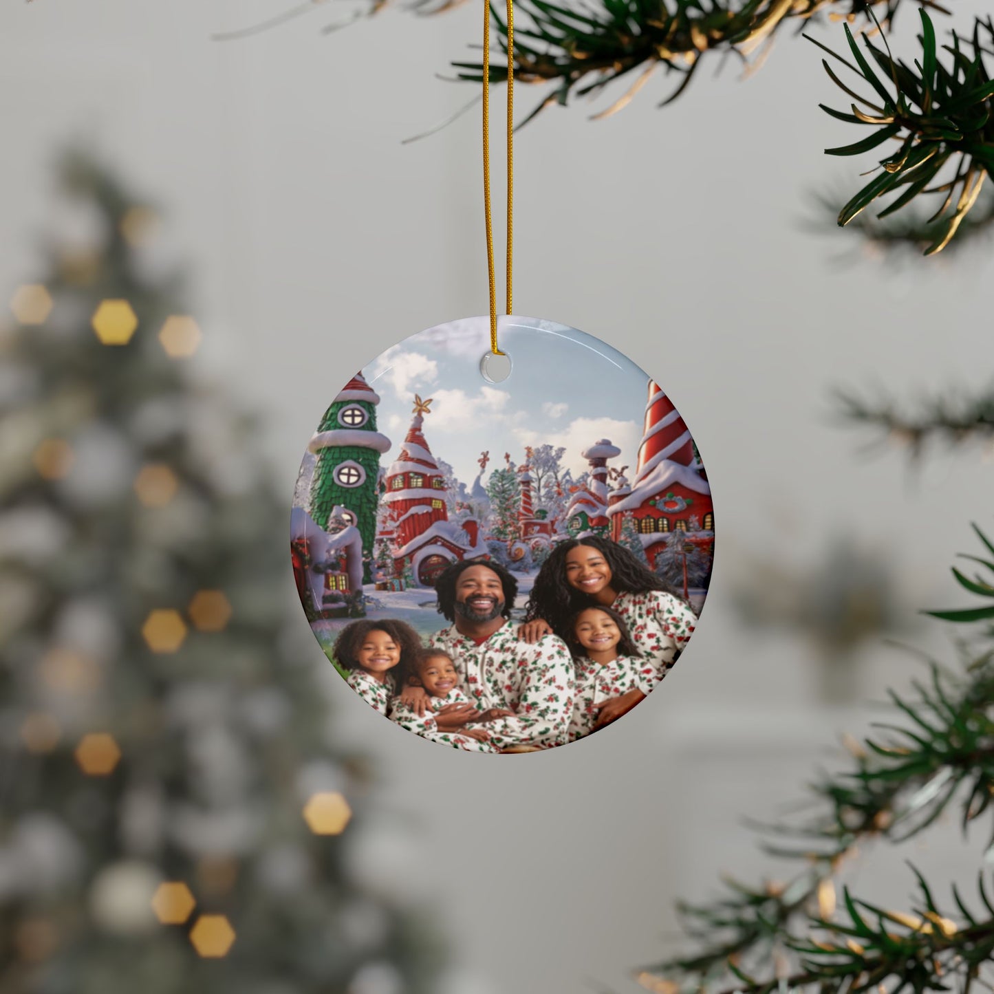 Personalized Holiday Ceramic Ornaments - Double-Sided Family Decor